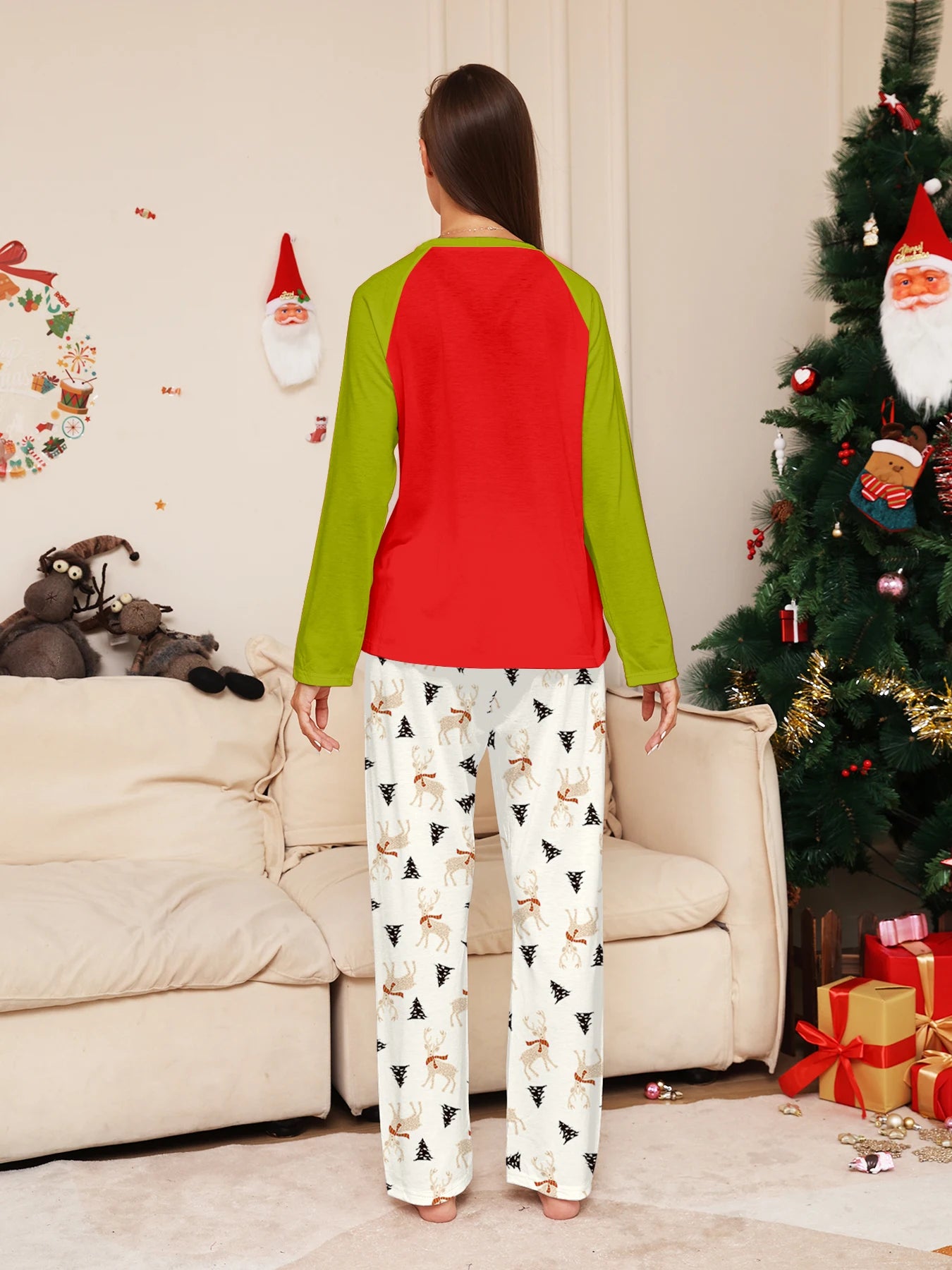 Reindeer "Merry Christmas" Print Pajama Set