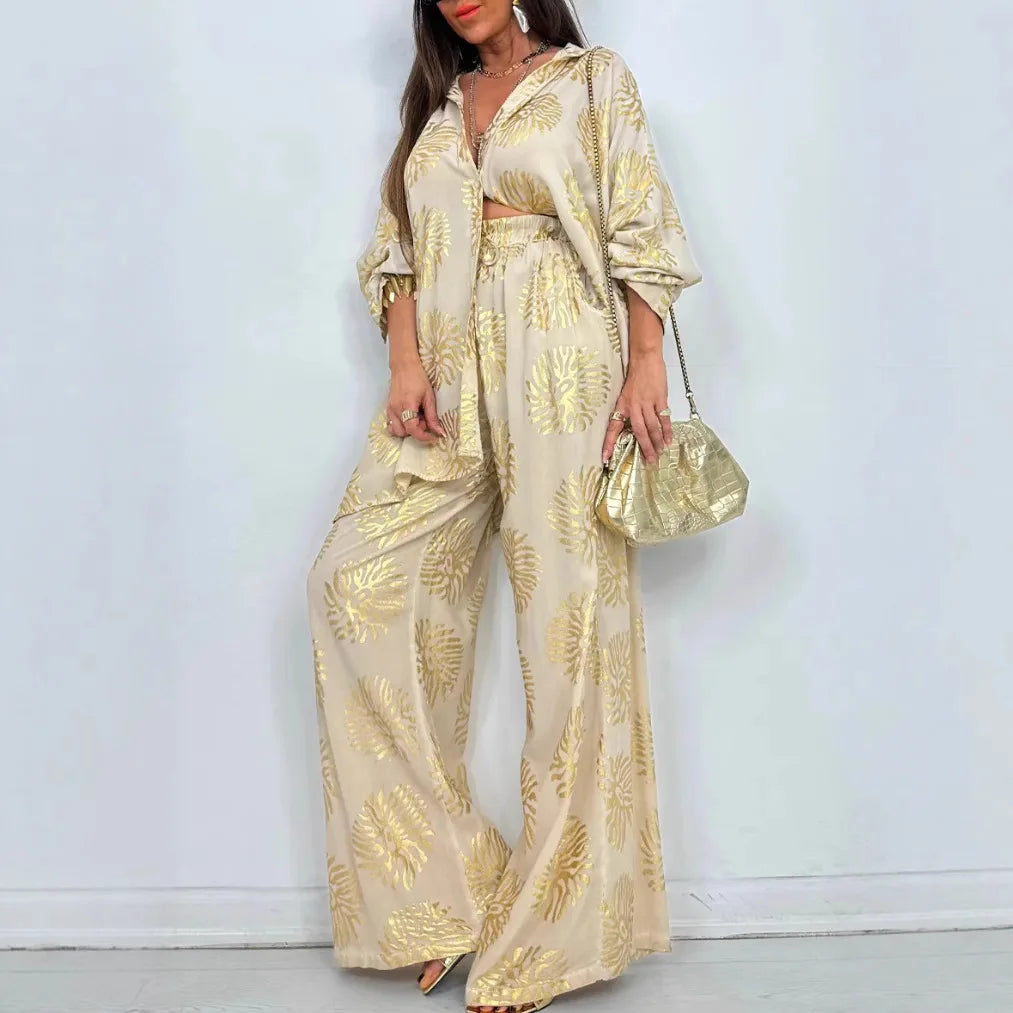 Oversized Print Shirt and Pants Set