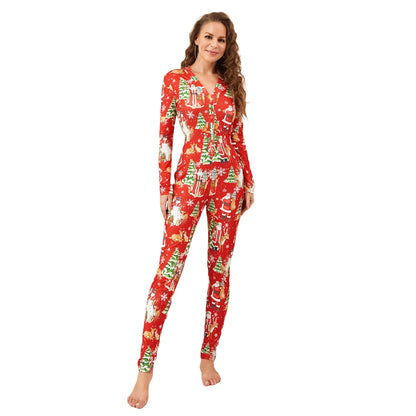 Christmas Print Long Sleeve Pajama Romper