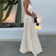 Solid Textured Spaghetti Strap Dress