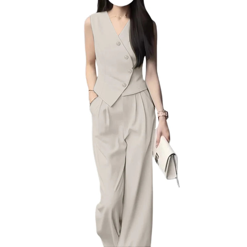 Sleeveless Top and Wide Leg Pants Set
