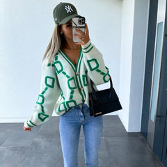 Women’s Jacquard Knit V-Neck Cardigan