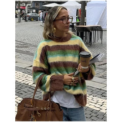 Colorful Round Neck Knit Sweater
