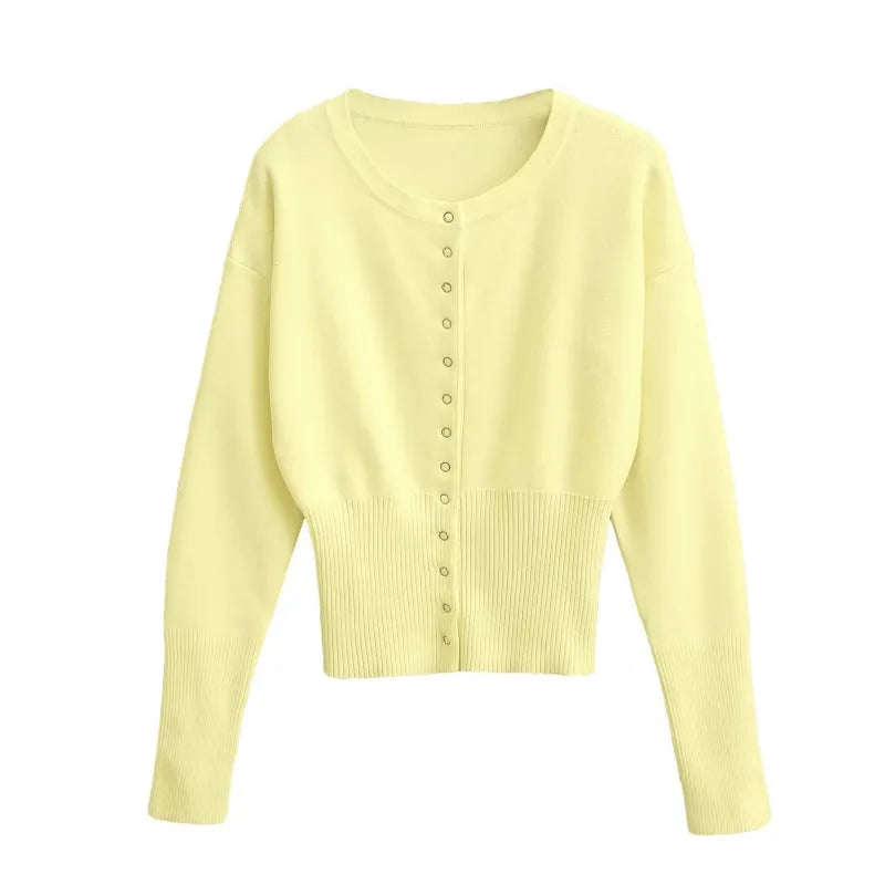 Round Neck Button Knit Cardigan