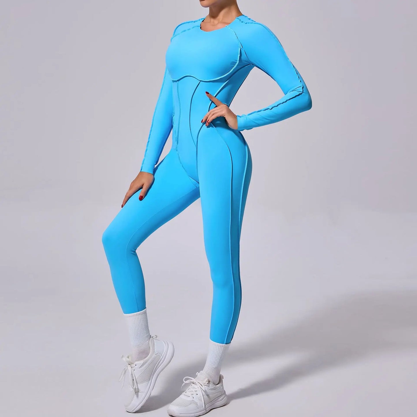 Backless Long Sleeve Yoga Jumpsuit