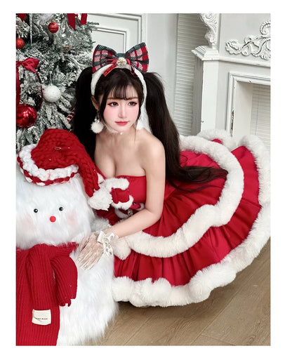 Red Lolita Christmas Tube Dress