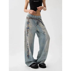 Printed Baggy Cargo Jeans