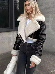 Faux Leather Short Jacket