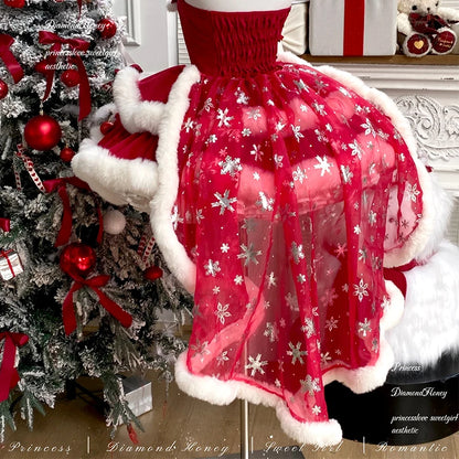 Red Lolita Christmas Tube Dress