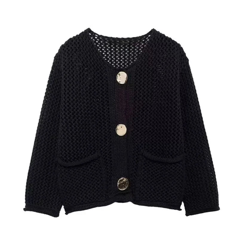 Short Knit Cardigan with Pockets