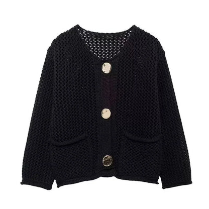 Short Knit Cardigan with Pockets
