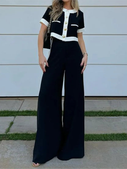 Color Block Top Pants Set