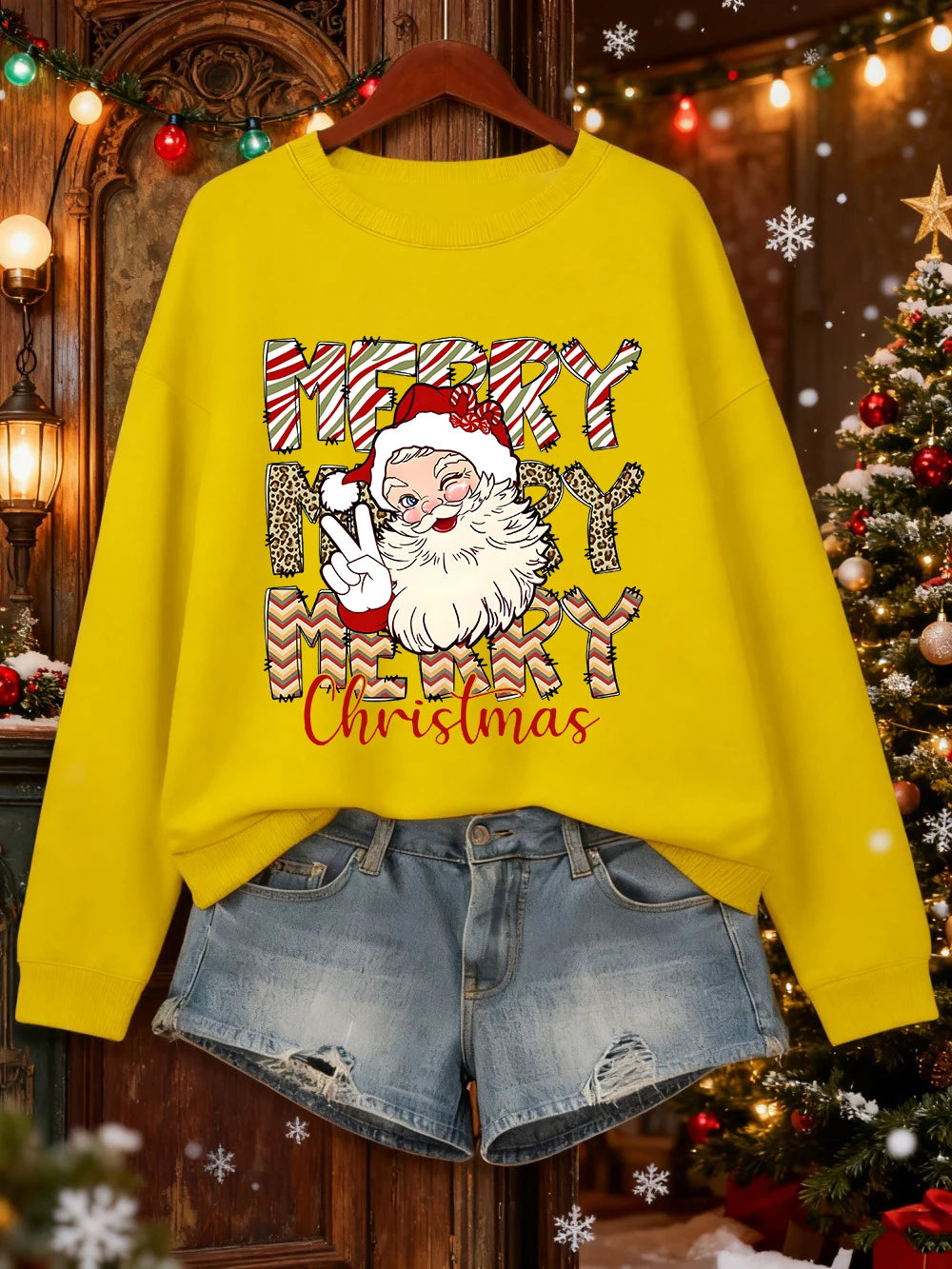 Santa Claus Print Christmas Sweatshirt