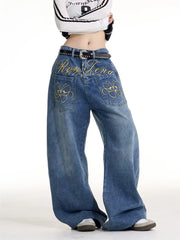 Embroidered Butterfly Jeans