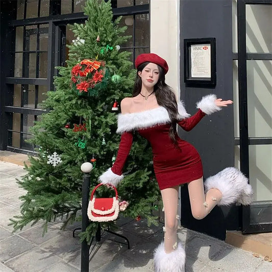 Plush One Shoulder Bodycon Dress