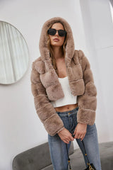 Plus Size Faux Fur Cropped Coat