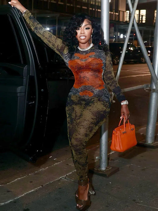 Tie Dye Zip Skinny Jumpsuit