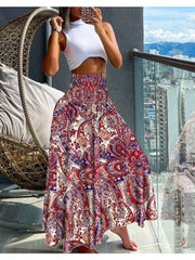 Floral Elastic High Waist Skirt