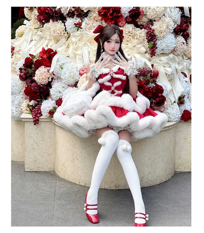 Red Lolita Christmas Tube Dress