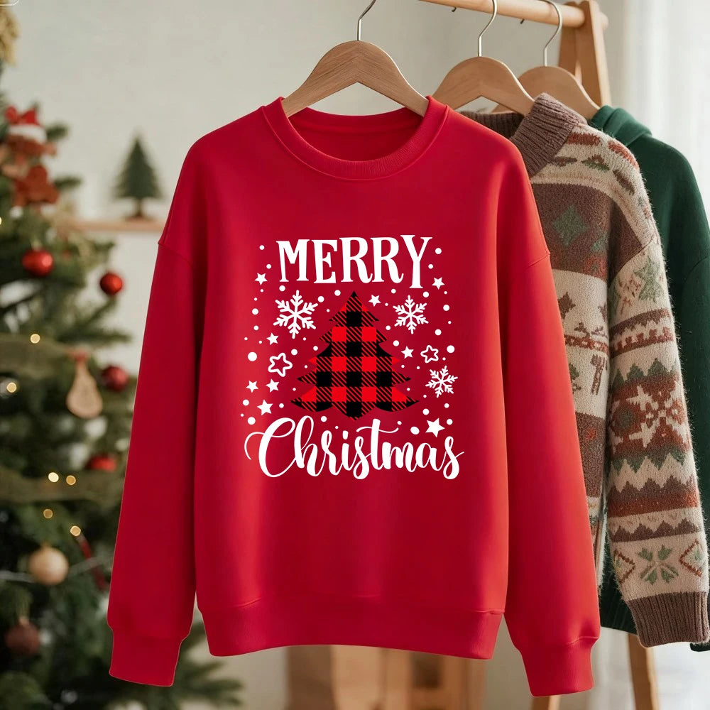 Red Christmas Tree Print Sweatshirt
