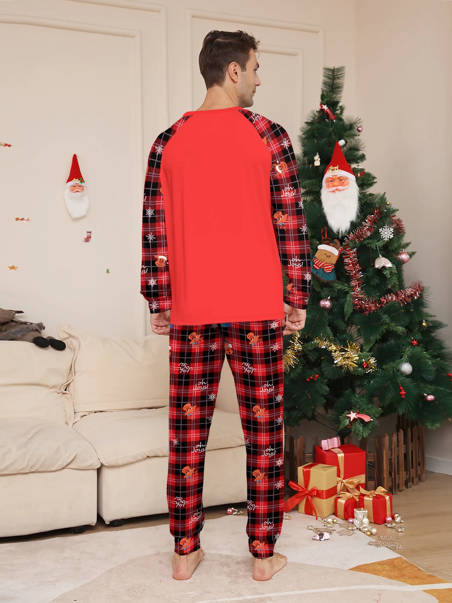 Reindeer "Merry Christmas" Print Pajama Set