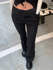 Stripe Low Rise Slim Jeans