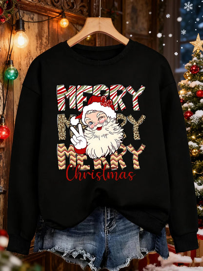 Santa Claus Print Christmas Sweatshirt