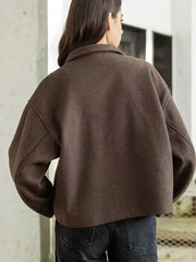 Brown Woolen Zipper Jacket