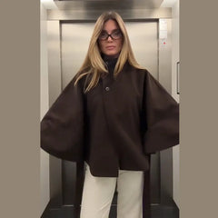 Vintage Stand Collar Poncho Coat