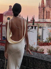 Satin Spaghetti Strap Slip Maxi Dress