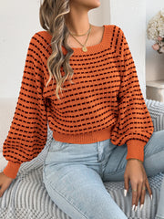 Contrast Plaid Square Neck Sweater