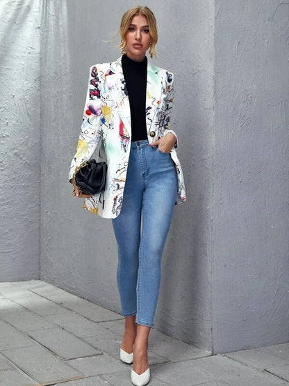 Graffiti Print Blazer Jacket