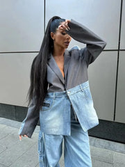 Cowboy Style Spliced Blazer