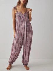 Retro Floral Spaghetti Strap Jumpsuit