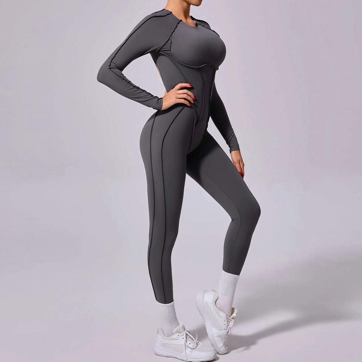 Backless Long Sleeve Yoga Jumpsuit