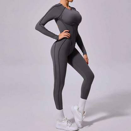 Backless Long Sleeve Yoga Jumpsuit