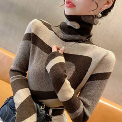 Color Block Turtleneck Sweater