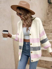Plush Striped Wool Cardigan