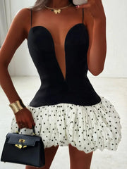 Polka Dot Puff Hem Mini Dress