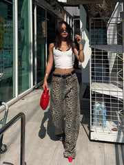 Retro Leopard High Waist Jeans