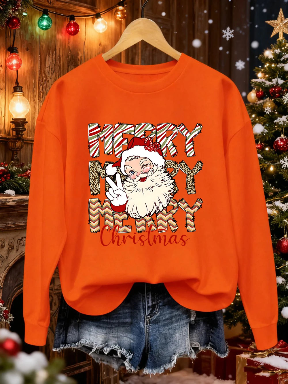 Santa Claus Print Christmas Sweatshirt