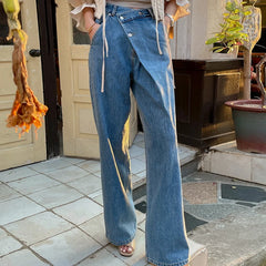 Asymmetrical High Waist Wide Leg Jeans