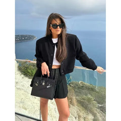 Buttoned Bomber Jacket for Women