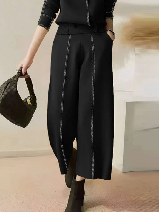Stand Collar Top Pants Set