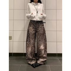 Black Leopard Baggy Jeans