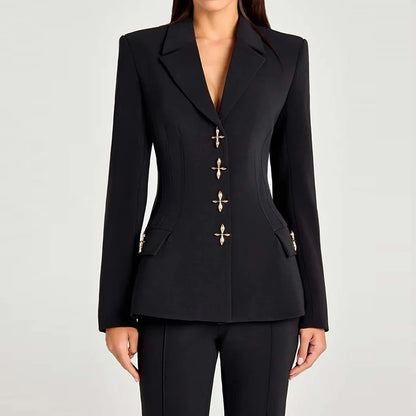 Solid Blazer Three Piece Set