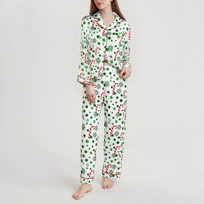 Cartoon Print Christmas Pajama Set