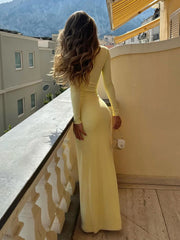 Lace Mesh Maxi Dress Butter Yellow