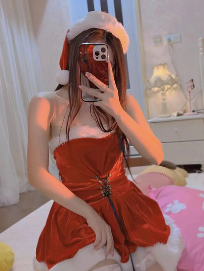 Velvet Santa Claus Mini Dress