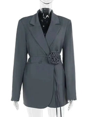 Lapel Long Sleeve Lace-up Blazer